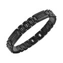 Men's Cubic Zirconia Cluster Link Bracelet in Black Ion-Plated Stainless Steel