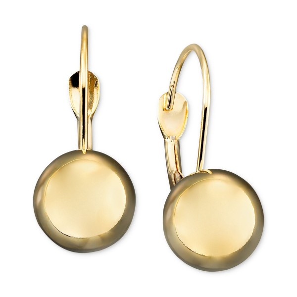 10k Gold Earrings, Ball Leverback