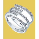 Cubic Zirconia 5 Row Bypass Ring in Silver Plate & 18k Gold Plate