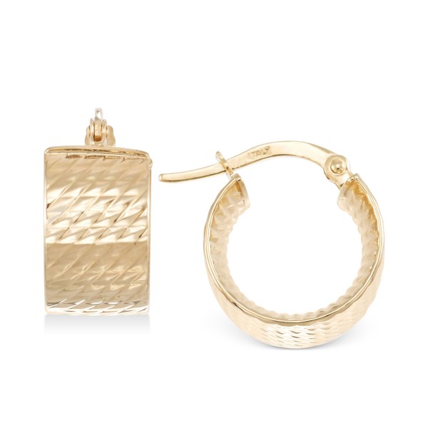 Textured Chunky Hoop Earrings in 14k Gold