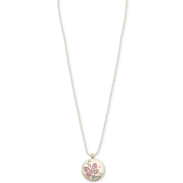 Gold-Tone Crystal Accent Butterfly Disc Pendant Necklace, 16