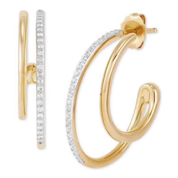 Diamond Double Small Hoop Earrings (1/4 ct. t.w.) in 14k Gold-Plated Sterling Silver