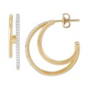 Diamond Double Small Hoop Earrings (1/4 ct. t.w.) in 14k Gold-Plated Sterling Silver