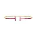 Created Ruby Open Bangle Bracelet in 14K Yellow Gold Over