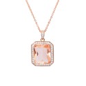 Rose Gold Plated Simulated Morganite Octagon Pendant