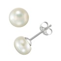 Cultured Freshwater Pearl Woven Necklace (4mm) & Stud Earrings (6mm) Set