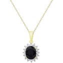 Sapphire (3 ct. t.w.) and White Topaz (5/8 ct. t.w.) Pendant Necklace in 18k Gold-Plated