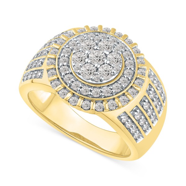 Men's Diamond Halo Cluster Ring (1-1/2 ct. t.w.) in 10k Gold