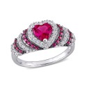 Created Ruby (1 1/3 ct. t.w.) and Created White Sapphire (3/8 ct. t.w.) Heart Vintage Style Ring