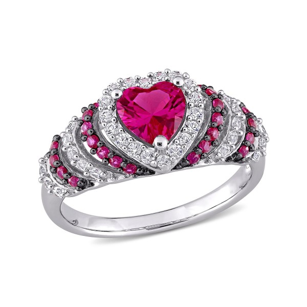 Created Ruby (1 1/3 ct. t.w.) and Created White Sapphire (3/8 ct. t.w.) Heart Vintage Style Ring