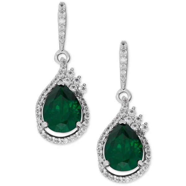 Emerald (2-3/4 ct. t.w.) and White Sapphire (1/2 ct. t.w.) Drop Earrings