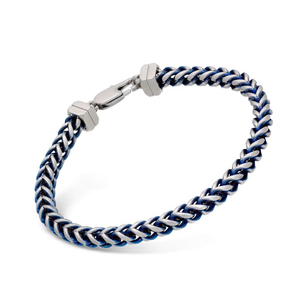 Link Chain Bracelet in Stainless Steel and Blue Ion-Plating