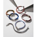 Link Chain Bracelet in Stainless Steel and Blue Ion-Plating