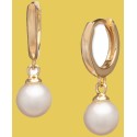 Cultured Freshwater Pearl (6 mm) Hoop Dangle Drop Earrings in 18k Gold-Plated Sterling Silver