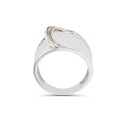 Cubic Zirconia Two Tone Hammered Overlapped Ring