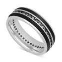 Men's Black Sapphire (1-1/3 ct. t.w.) & Ceramic Stripe Band