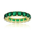 Green Princess Cut Cubic Zirconia Eternity Band in 14k Yellow Gold Plated