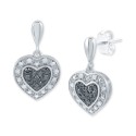 Black & White Diamond Heart Drop Earrings (1/6 ct. t.w.)