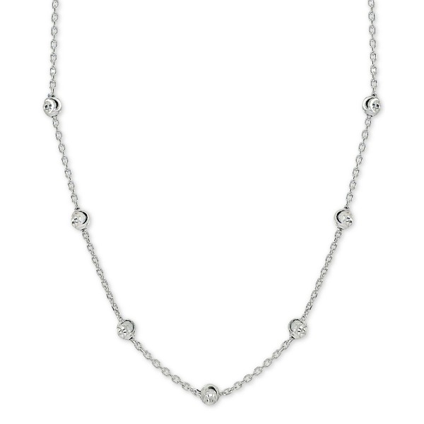 Beaded Station Chain Necklace in 18k Gold-Plated Silver