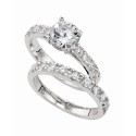 Cubic Zirconia (3 ct. t.w.) Engagement Ring Set in Fine Silver Plate