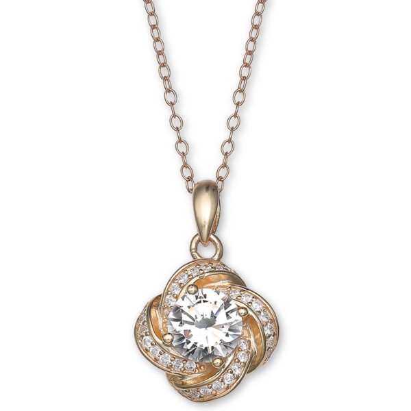 Cubic Zirconia Love Knot Pendant Necklace, 18