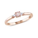 Morganite (1/6 ct. t.w.) and Diamond Accent in Rose Gold Plated Silver Ring