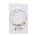 14K Gold Two Tone Flash-Plated Crystal Multi Charm Bangle Bracelet