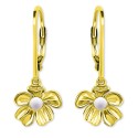 Cultured Freshwater Pearl (3mm) Flower Leverback Drop Earrings