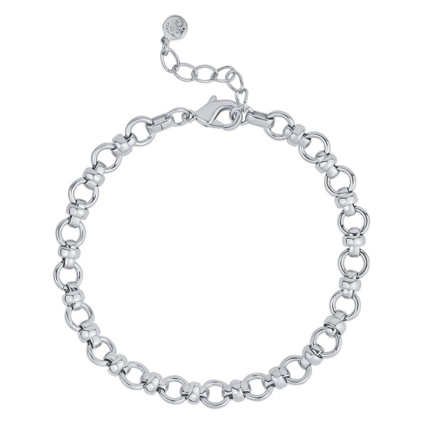 Fine Silver-Plated or 18K Gold-Plated Circle Link Bracelet