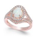 Opal (1 ct. t.w.) and White Sapphire (3/4 ct. t.w.) in 14k Rose Gold-Plated