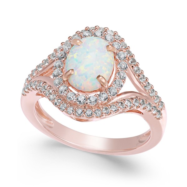 Opal (1 ct. t.w.) and White Sapphire (3/4 ct. t.w.) in 14k Rose Gold-Plated