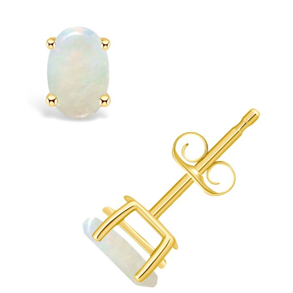 Opal (1/2 ct. t.w.) Stud Earrings in 14K Yellow Gold or 14K White Gold