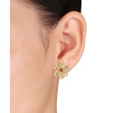 18K Gold Plated Citrine and White Topaz Flower Earrings