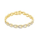 Diamond Accent 'V' Link Bracelet in Silver Plate or Gold Plate