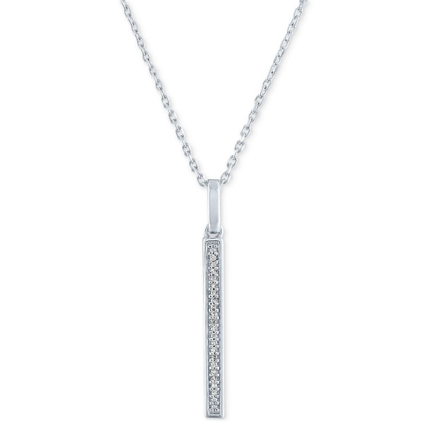 Diamond Accent Vertical Bar Pendant Necklace, 16