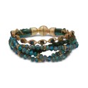 Gold-Tone Pavé & Bead Multi-Row Coil Bracelet