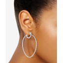 Platinum Over Earrings, Crystal In-and-Out Hoop Earrings