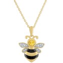 Citrine (1/4 ct. t.w.) & Diamond Accent Bee Enamel Pendant Necklace in 14k Gold-Plated, 16