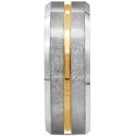 Men's Beveled Etched Stripe Band in Tungsten & Ion-Plating