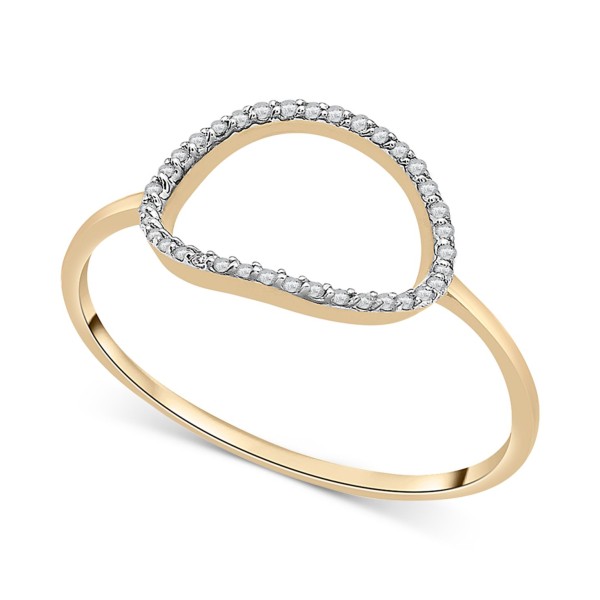 Diamond Elongated Circle Ring (1/20 ct. t.w.) in 10k Gold