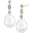 Cultured Freshwater Pearl (9mm) & Diamond Accent Drop Earrings in 14k Gold