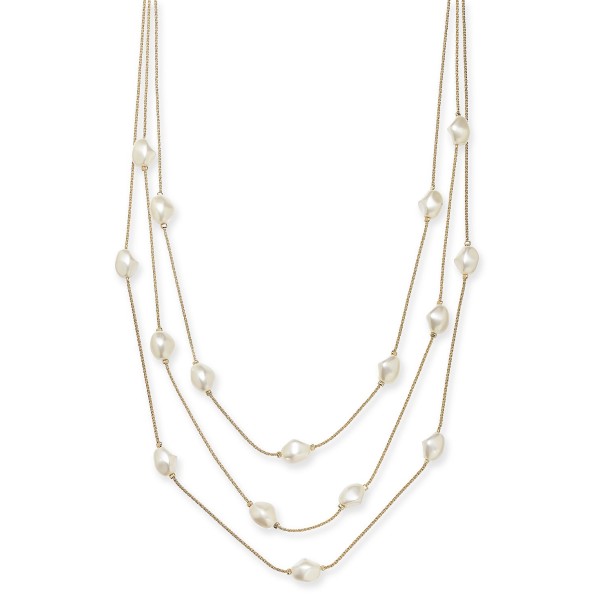 Gold-Tone Imitation Pearl Multi-Row Necklace, 20