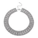 Silver-Tone Crystal Multi-Row Choker Necklace, 12-1/2