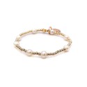 Non-Tarnishing Gold filled, 3mm Gold Ball and Freshwater Pearl Stretch Bracelet