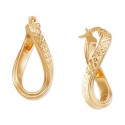 Textured Curved Oval Hoop Earrings in 10k Gold