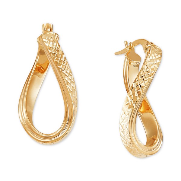 Textured Curved Oval Hoop Earrings in 10k Gold