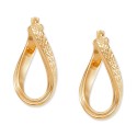 Textured Curved Oval Hoop Earrings in 10k Gold