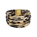 14K Gold Plated Multi Strand Leopard Print Bangle Bracelet