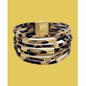 14K Gold Plated Multi Strand Leopard Print Bangle Bracelet