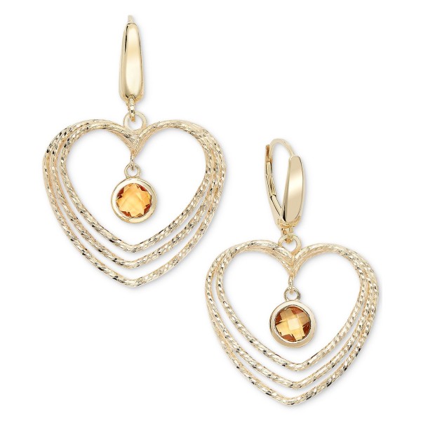 Citrine Orbital Triple Heart Drop Earrings (1-5/8 ct. t.w.) in 14k Gold-Plated